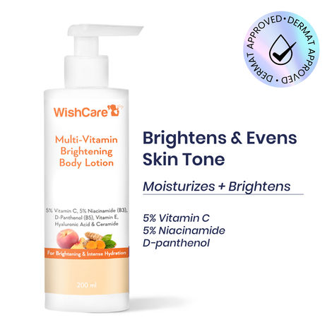 Buy WishCare Multi-Vitamin Brightening Body Lotion|Repairs Dry & Flaky Skin|Long Lasting Moisturizer & Intense Hydration|Fades Blemishes|Nourishes & Repairs Skin|For All Skin Types|For Men & Women|200 ml-Purplle