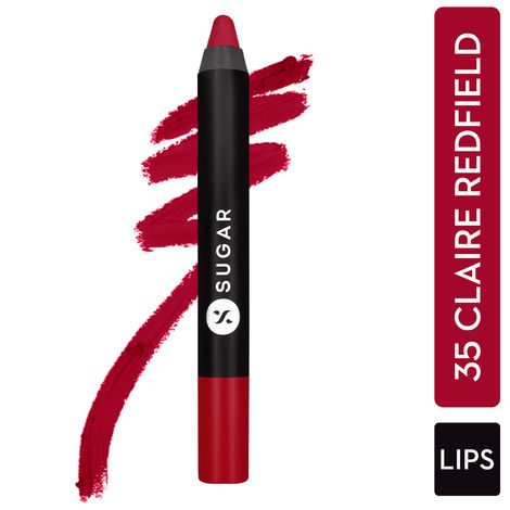 Buy SUGAR Matte As Hell Crayon Lipstick - 35 Claire Redfield (Pure red) (2.8 g)-Purplle
