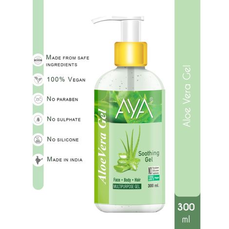Buy AYA Multipurpose Aloe Vera Gel, 300 ml for Face, Hair and Body | No Paraben, No Silicone, No Sulphate-Purplle