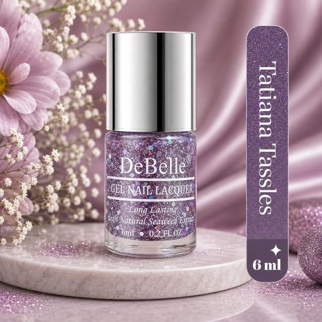 Buy DeBelle Gel Nail Lacquer Tatiana Tassles (Clear Light Purple with Chunky Glitter ) - (6 ml)-Purplle