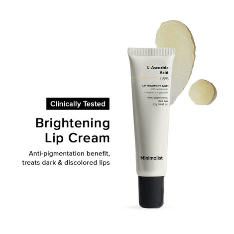 Buy Minimalist 8% L-Ascorbic Acid Lip Treatment Balm with Vitamin E, Radianskin & Gylcerine for pigmented & dark lips-Purplle