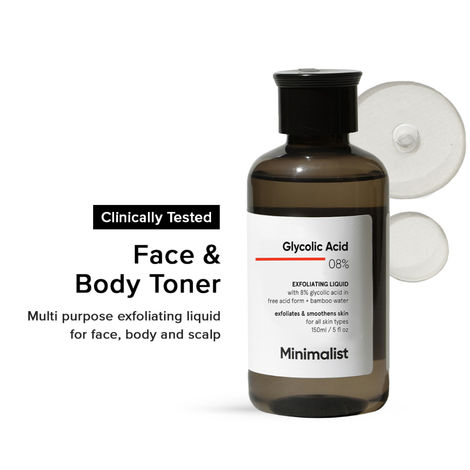 Buy Minimalist 8% Glycolic Acid&nbsp;Exfoliating Liquid&nbsp;in free acid form with bamboo water for exfoliating & smoothening skin - 150 ml-Purplle