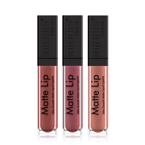 Buy Swiss Beauty Truly Matte Liquid Lipstick - Set of 3 - 18ML-Purplle