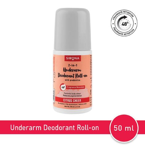 Buy Sirona Underarm Roll On Deodorant for Women & Men | Removes Odour, Long Lasting & Alcohol Free | Citrus Cheer - 50 ml-Purplle