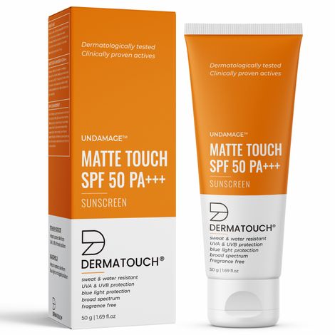Buy DERMATOUCH Matte Touch Sunscreen SPF 50 PA +++ with Titanium Dioxide & BlueShield | Sweat & Water Resistance | UVA & UVB Protection | Blue Light Protection | For Men & Women - 50G-Purplle