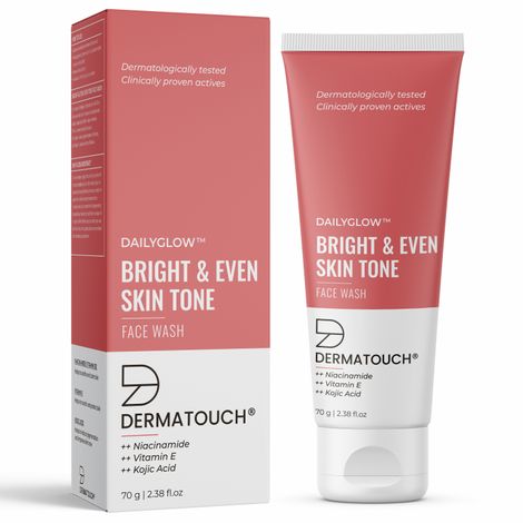 Buy DERMATOUCH Bright & Even Tone Face Wash with Niacinamide, Vitamin E and Kojic Acid | Reduce blemishes , dark sport and balance skin tone  - 70G-Purplle