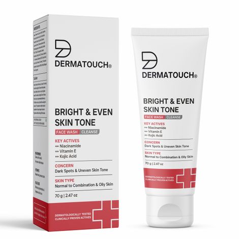 Buy DERMATOUCH Bright & Even Tone Face Wash with Niacinamide, Vitamin E and Kojic Acid |&nbsp;Reduce blemishes , dark sport and balance skin tone&nbsp; - 70 gms-Purplle