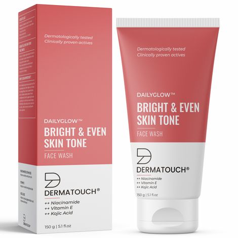 Buy DERMATOUCH Bright & Even Tone Face Wash with Niacinamide, Vitamin E and Kojic Acid | Daily Gentle Face Cleanser For Tan, Pigmentation, Uneven Tone - 150G-Purplle