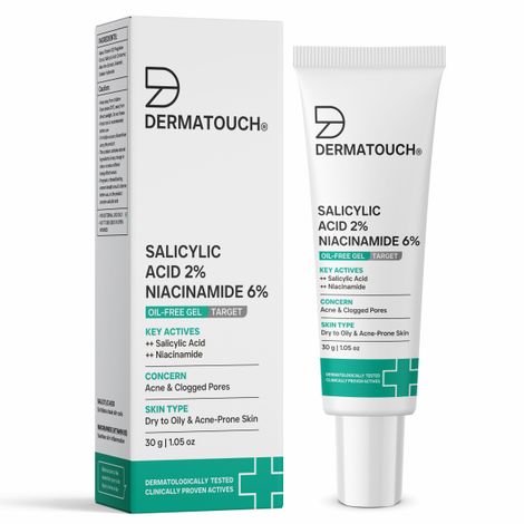 Buy DERMATOUCH Salicylic Acid 2% Niacinamide 6% Anti-Acne Oil-Free Gel For Active Acne, Oil Balancing, Pore tightening - 30 gms-Purplle