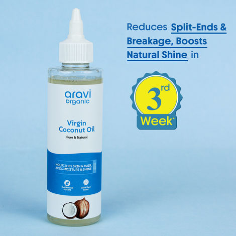 Buy Aravi Organic 100% Pure Cold Pressed Virgin Coconut Oil | Deeply Nourishes & Repairs Hair & Skin | Restores Moisture & Softness | Suitable for All Hair & Skin Types – 200 ml-Purplle