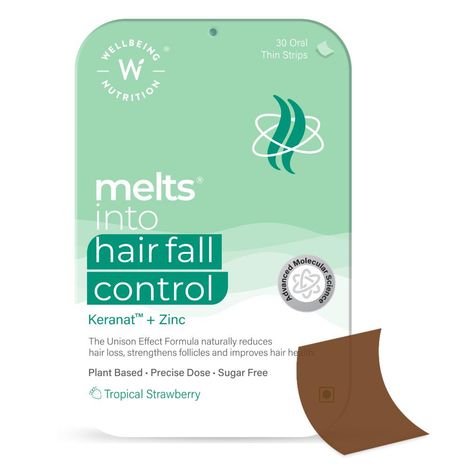 Buy Wellbeing Nutrition Melts Hair Fall Control Plant Based Hair Loss Support Improved Volume & Growth 30 oral strips-Purplle