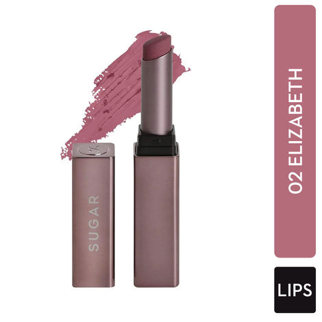 Buy SUGAR Cosmetics - Mettle - Satin Lipstick - 02 Elizabeth (Rosy Cheeks Pink) - 2.2 gms - Waterproof, Longlasting Lipstick for a Silky and Creamy Finish, Lasts Up to 8 hours-Purplle