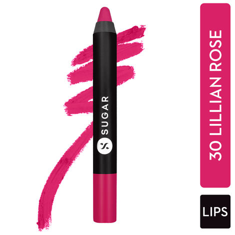 Buy SUGAR Cosmetics - Matte As Hell - Crayon Lipstick -30 Lillian Rose (Magenta/Bright Fuchsia) - 2.8 gms - Bold and Silky Matte Finish Lipstick, Lightweight, Lasts Up to 12 hours-Purplle