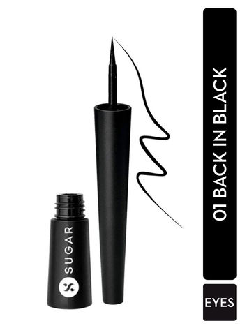 Buy SUGAR Cosmetics - Gloss Boss - 24HR Eyeliner - 01 Back In Black (Black Eyeliner) - Glossy Eyeliner With Brush, Smudge Proof, Party-Wear Eye Liner, Lasts Up to 24 hours-Purplle