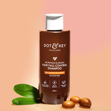 Buy Dot & Key Moringa & Argan Hairfall Control Shampoo With Pea Peptide & Cysteine | For Dull & Thinning Hair | 200 ml-Purplle