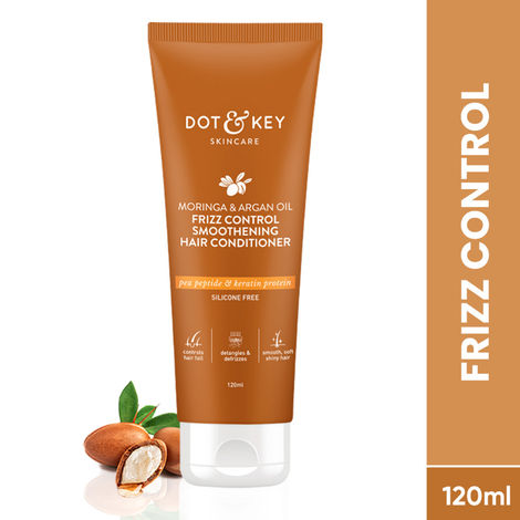 Buy Dot & Key Moringa & Argan Oil Fizz Control Smoothening Hair Conditioner With Pea Peptide & Keratin Protein | Controls Hair Fall, For Strong, Smooth & Shiny Hair | 120 ml-Purplle