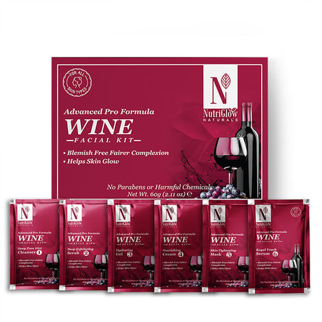 Buy NutriGlow NATURAL'S Advanced Pro Formula Wine Facial Kit For Blemish Free Fairer Complexion, 60 gm-Purplle