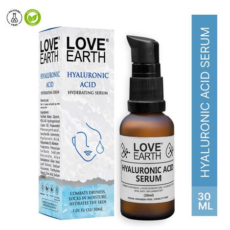 Buy Love Earth Hyaluronic Acid Serum With Organic Aloe Vera & Essential Oils For Moisturised, Nourished & Hydrated Skin 30 ML-Purplle