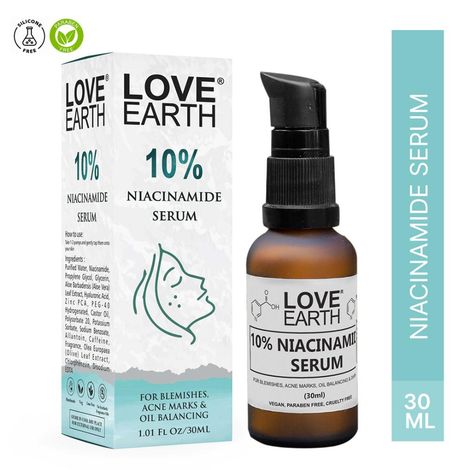 Buy Love Earth 10% Niasinamide Serum With Aloe Vera And Olive Leaf Extract For Blemishes, Inflammation & Acne Prone Skin 30 ML-Purplle