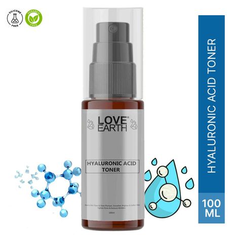 Buy Love Earth Hyaluronic Acid Toner with Grape seed extract and Hyaluronic Acid for Wrinkle Free, Smooth and Glowing Skin 100 ml-Purplle