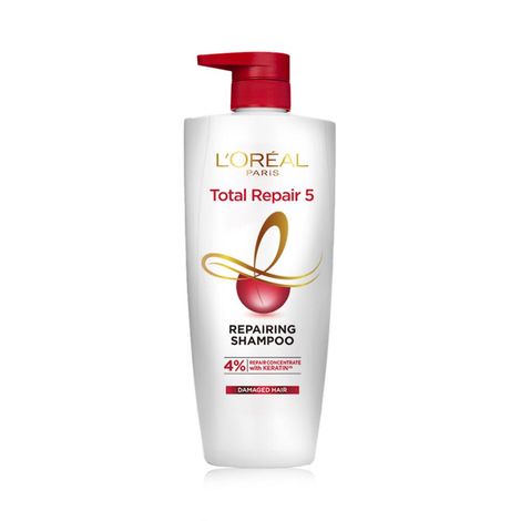 Buy L'Oreal Paris Total Repair 5 Shampoo, Restores Damaged Hair, Powered by Keratin XS Technology, Volume: 1L, Fights against 5 Problems- Frizz, Breakage, Dryness, Stiff Hair, and Split ends-Purplle