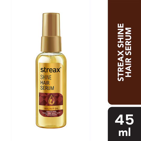 Buy Streax Shine Hair Serum with Walnut Oil, For Hair Smoothening & Shine, For Dry & Frizzy Hair - 45 ml-Purplle