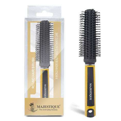 Buy Majestique Round Hair Brush for Blow Drying | Hair Styling, Straightening, Shine | Wet or Dry Use, No More Tangle - 1Pc/Multicolor-Purplle