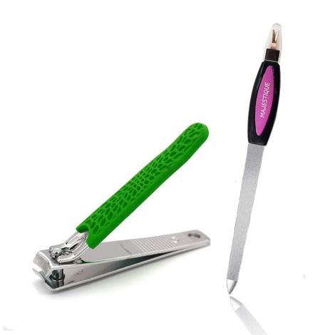 Buy Majestique Nail Clipper with Nail Filer - Compact Nail Cutter Big Size and Small Size with Curved Blades - Color May Vary-Purplle