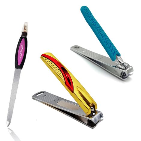 Buy Majestique Nail Filing Set - Comfort Grip Fingernails & Toenails Clippers & Nail File Sharp - Color May Vary-Purplle
