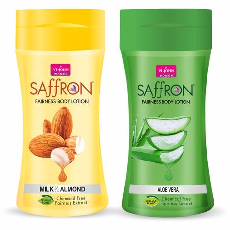 Buy VI - JOHN Women Milk Almond And Aloe Vera Skin -Ageing Non greasy Chemical Free Fairness Extract Saffron Fairness Body Lotion , moisturizes skin upto 48 hour(pack of 2,250 Ml Each)-Purplle