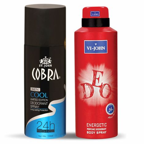 Buy VI-JOHN Irresistible Scent Fresh & Soothing Good Fragrance Cool Deo 150 ml & Energetic 175 ml (pack of 2)-Purplle