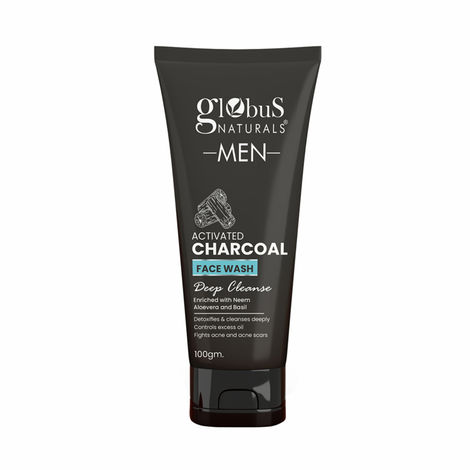 Buy Globus Naturals Anti Pollution & Anti Acne Charcoal Face Wash, Detoxifying Cleanser, Fights Pollution and De-Tans skin, For Men with Oily & Acne Prone Skin, 100 gms-Purplle