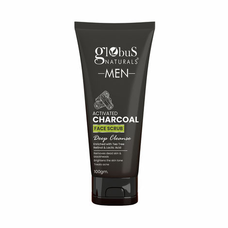 Buy Globus Naturals Anti Pollution & Anti Acne Charcoal Face Scrub, Detox & Deep Cleanse Formula, Fights Pollution and De-Tans skin, For Men with Oily & Acne Prone Skin, 100 gms-Purplle