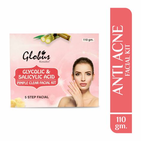 Buy Globus Remedies Pimple Clear Facial Kit with Glycolic acid & Salicylic Acid For Anti- Acne-Purplle