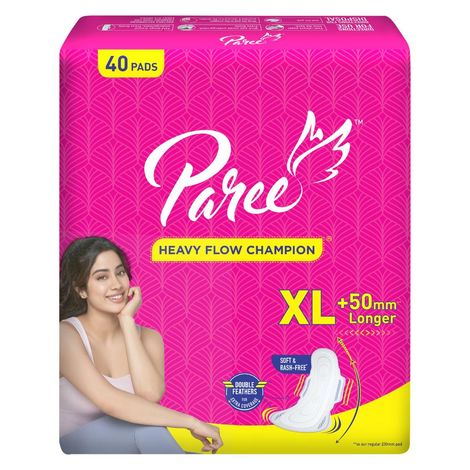 Buy Paree Soft & Rash Free Comfort Sanitary Pads for Women With 3 Seconds Absorption For Heavy Flow, XL| Wider Back and Gentle Fragrance - 40 Pads-Purplle