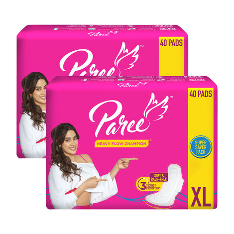 Buy Paree Soft & Rash Free Comfort Sanitary Pads for Women With 3 Seconds Absorption For Heavy Flow, XL| Wider Back and Gentle Fragrance - 80 Pads-Purplle
