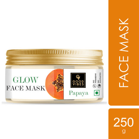 Buy Good Vibes Papaya Glow Face Mask | Brightening, Lightens Scars | With Basil | No Parabens, No Sulphates, No Mineral Oil, No Animal Testing (250 g)-Purplle