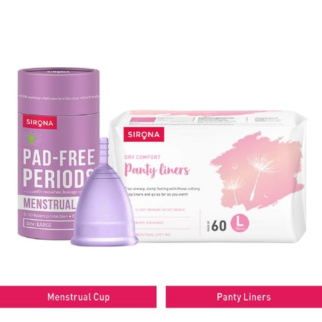 Buy Sirona FDA Approved Reusable Menstrual Cup (Large) with Ultra-Thin Premium Panty Liners (L)-Purplle