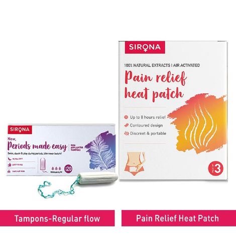 Buy Sirona FDA Approved Premium Digital Tampon (Medium Flow) with Pain Relief Heat Patches (Pack of 3)-Purplle