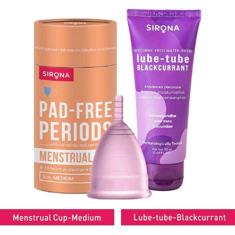 Buy Sirona FDA Approved Menstrual Cup (Medium) with Glycerine Free Natural Black Current Lubricant Gel 2 Pcs-Purplle