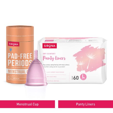 Buy Sirona FDA Approved Reusable Menstrual Cup (Medium) with Ultra-Thin Premium Panty Liners (L)-Purplle