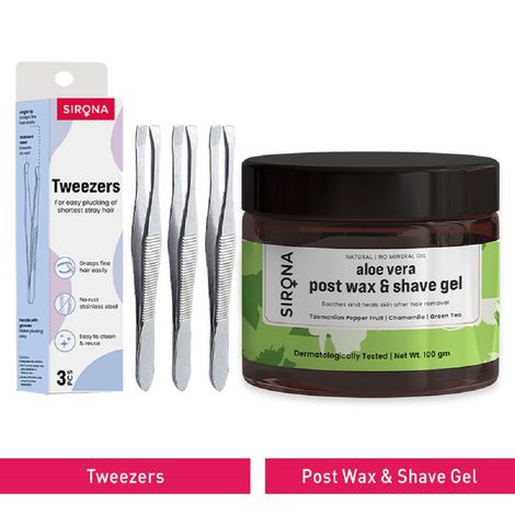 Buy Sirona Reusable Tweezers with Post Wax and Shave Aloe Vera Gel 2 Pcs-Purplle