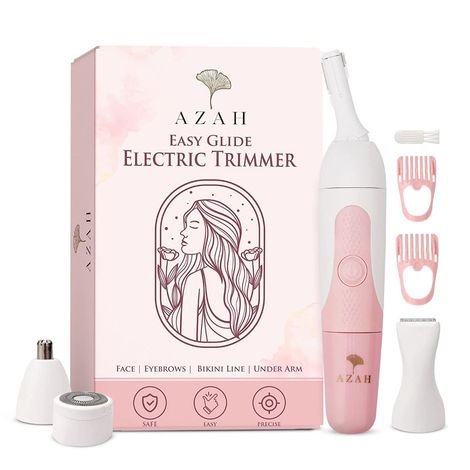 Buy Azah 6-in-1 Face & Body Hair Trimmer for Women | Rounded Blades | Sensitive Trimmer with Custom Heads for Face, Eyebrow, Body, Nose & the Bikini Area | Washable | Styling & Hair Removal Tool - 1 Pc-Purplle