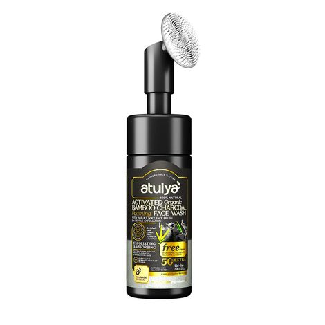 Buy Atulya Activated Organic Bamboo Charcoal Foaming Face Wash with Silicone Brush Applicator - 150 ML-Purplle