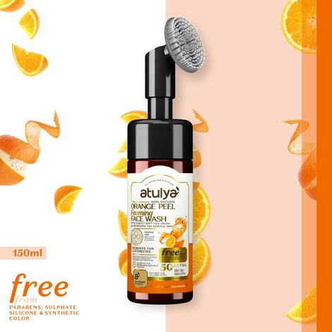Buy Atulya Orange Peel Foaming Face wash With In-Built Soft Face Brush 150 ml-Purplle