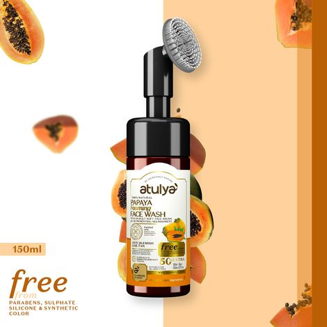 Buy Atulya Papaya Foaming Face Wash With In-Built Soft Face Brush 150 ml-Purplle