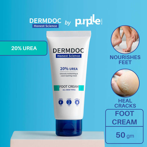 Buy DERMDOC by Purplle 20% Urea Foot Cream (50 gm) | cream for cracked heels | foot crack cream | dry heels-Purplle