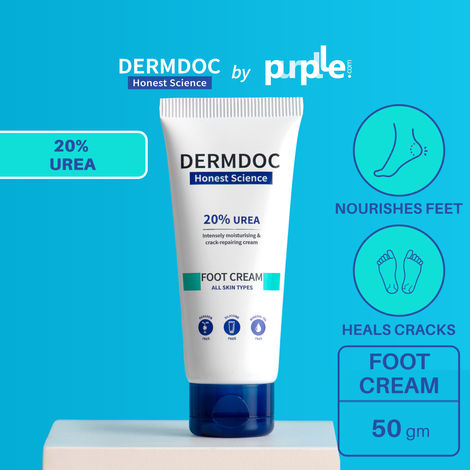 Buy DERMDOC by Purplle 20% Urea Foot Cream (50 gm) | cream for cracked heels | foot crack cream | dry heels-Purplle