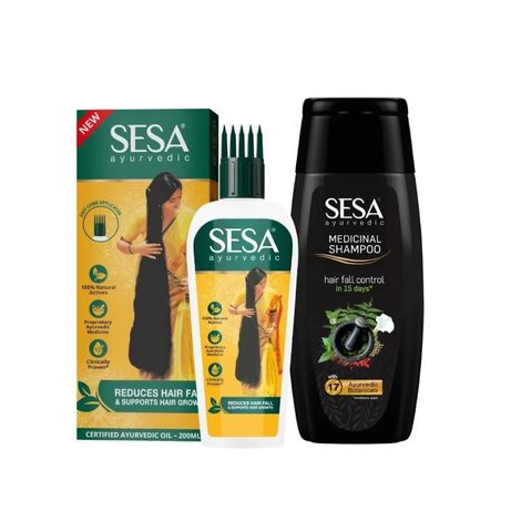 Buy Sesa Ayurvedic Medicinal Hair Care Kit for Hair Fall Control and Hair Growth | Ayurvedic Hair Oil (100 ml) & Medicinal Shampoo (200 ml)-Purplle