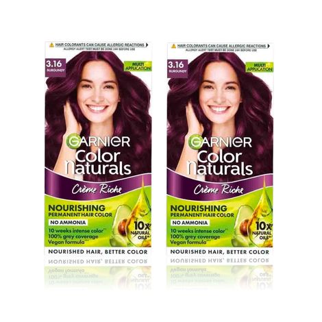Buy Garnier Color Naturals Creme hair color Shade 3.16 Burgundy (70 ml + 60 gm) Pack Of 2-Purplle